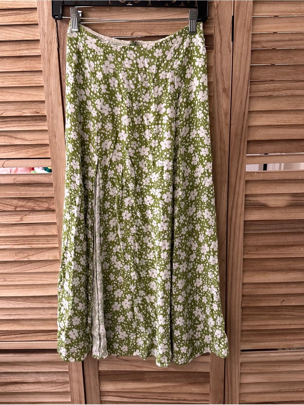 Reformation Zoe Side Slit Midi Skirt Tempo Floral Green White Size 2 - Picture 4 of 6